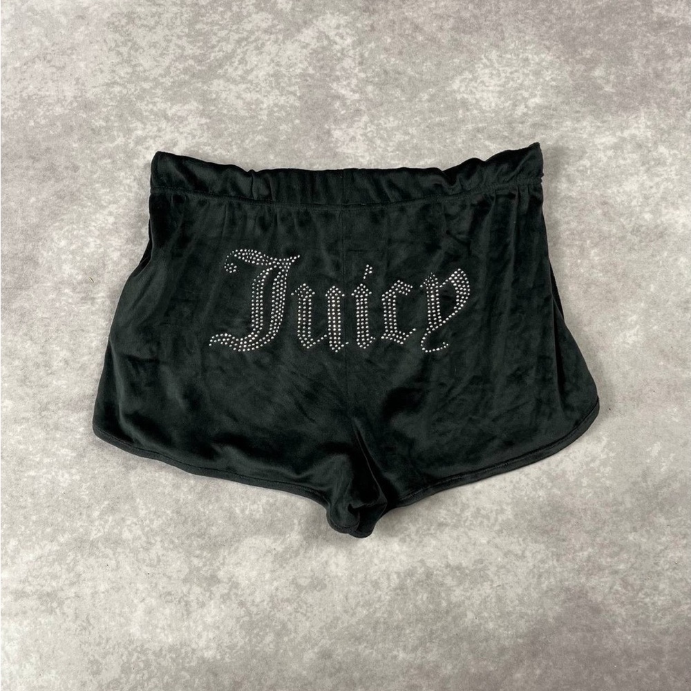 [231] Juicy Couture Black Velour Shorts Y2K XL Size